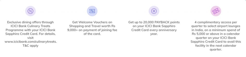 ICICI Bank Sapphiro Credit Card benefits